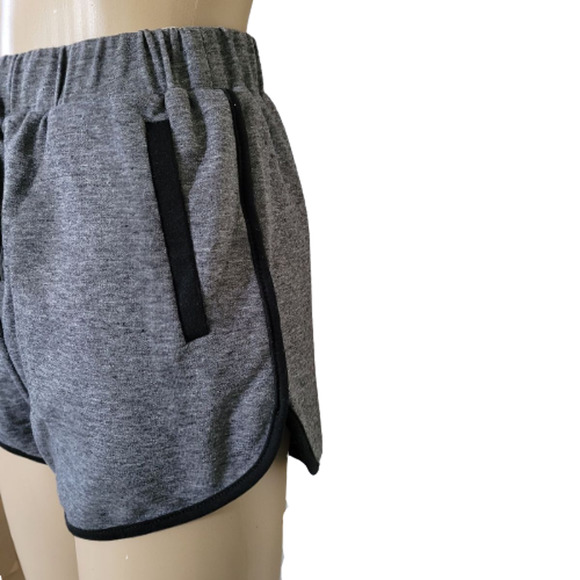 Shein Gray Pull-On High-Rise Drawstring Athletic Running Shorts Size 2 - Picture 2 of 7